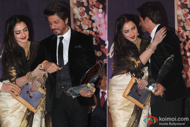 Rekha and Shah Rukh Khan during the 4th Yash Chopra Memorial National Award