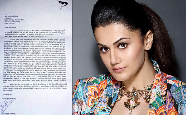 Taapsee writes letter to her school for self defense