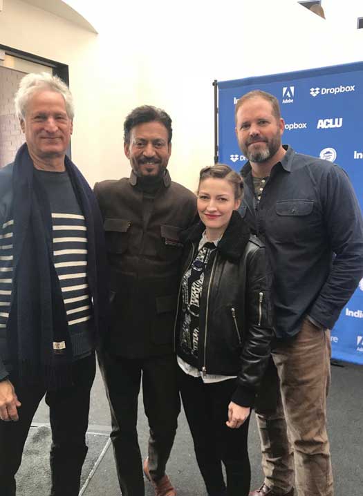 Irrfan Khan strikes a pose with his Puzzle co-star Kelly MacDonald and director Marc Turtletaub at the Sundance International Film Festival