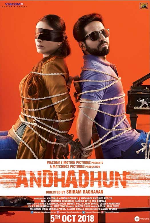 AndhaDhun: Blindfolded Tabu and Ayushmann Khurrana are bound by fate in the latest poster