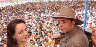 Dharmendra recalls 'Sholay' dialogues - at rally