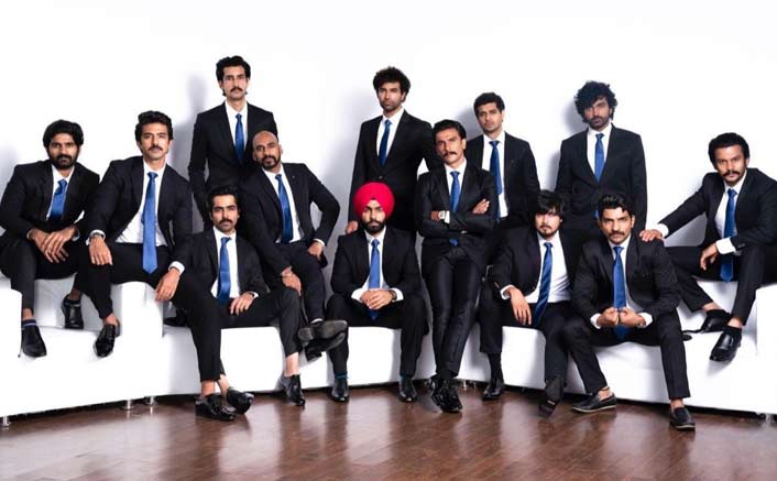Suited, booted: '83' cast leaves for London