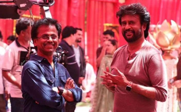 Director A.R Murugadoss With Mega Star Rajinikanth On Sets Of #DARBAR In Mumbai