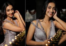 Diwali 2019: Amrin Qureshi Stuns In A Plunging Neckline Lavender Gown! Check Out Amrin Qureshi appears in stunning outfit for Diwali bash