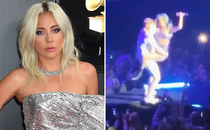 Lady Gaga and fan fall off stage in Las Vegas