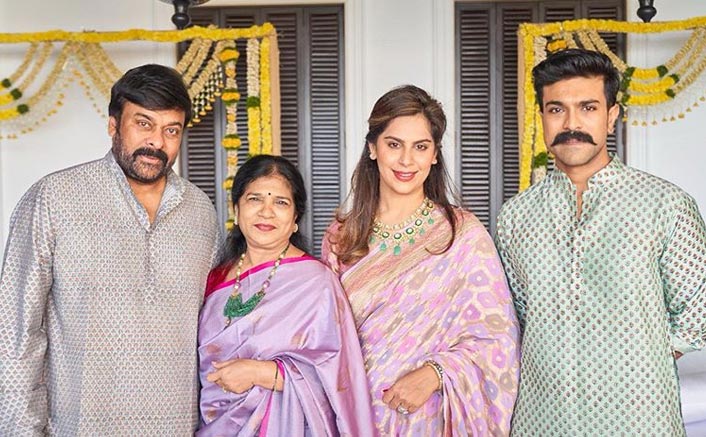 Family Goals: Chiranjeevi & Ram Charan Look Dapper As They Pose For A Family Pictur