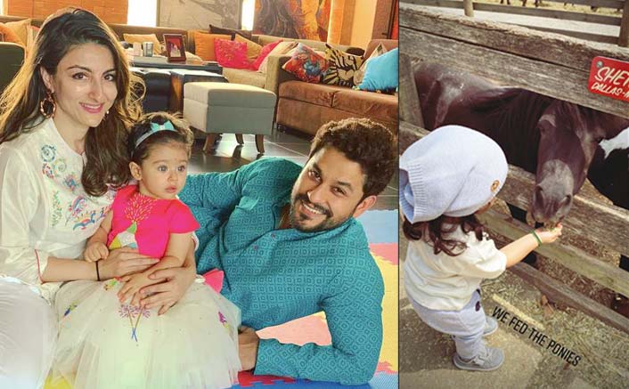 Soha-Kunal's daughter Inaaya feeds ponies, goats at farm