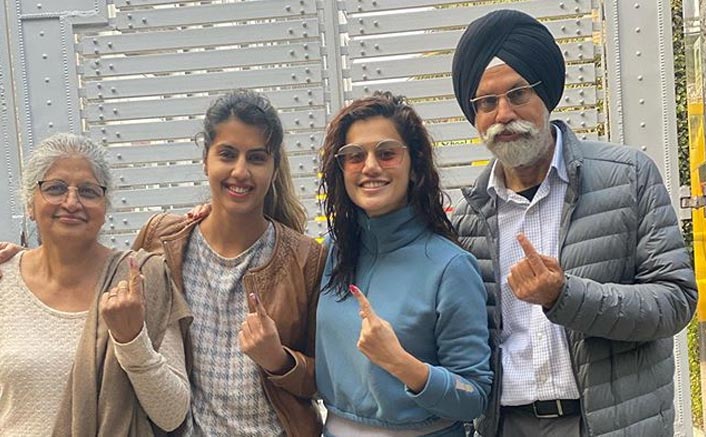 Delhi Elections 2020: Taapsee Pannu Shows Off Her Inked Finger As She Casts Her Vote With The 'Pannu Parivaar'