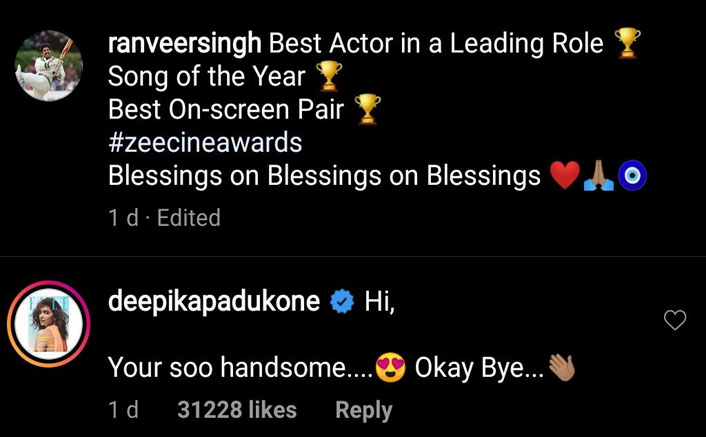 Deepika can't help gushing over hubby Ranveer's latest pic