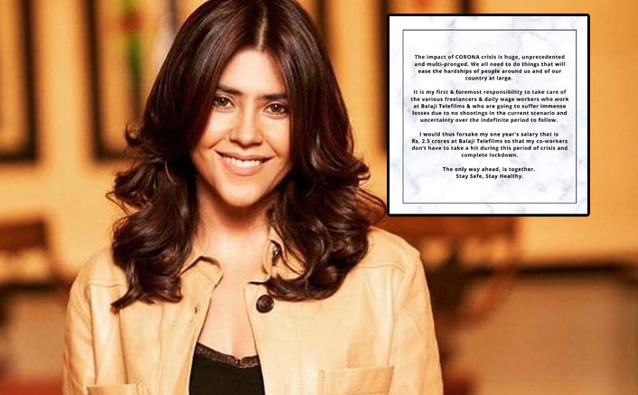 COVID-19: Ekta Kapoor gives up one-year salary of 2.5cr for employees