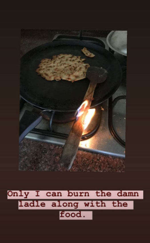 Lockdown diaries: Richa Chadha burns wooden ladle while cooking