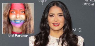 Salma Hayek Paints A Rainbow On Her Face As A Symbol Of Unity, Hope & Her Support To The COVID-19 Warriors