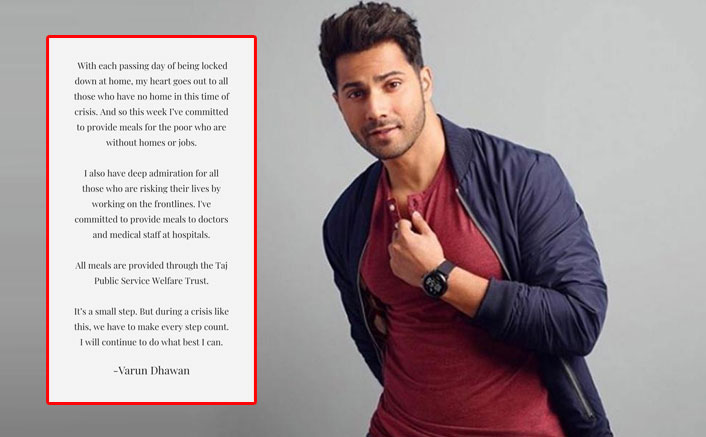 Varun Dhawan Pledges To Provide Meals To Poor, Doctors & Medical Staff This Week