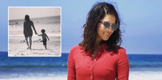 Sunny Leone and her 'little nugget' take a stroll on the beach