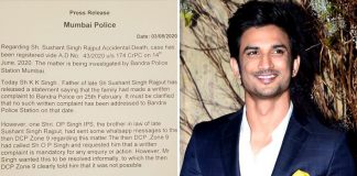 Mumbai Police says no written complaint was filed by Sushant's family in Feb