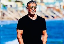 Sylvester Stallone enjoys a day on the beach with family