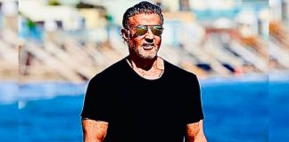 Sylvester Stallone enjoys a day on the beach with family