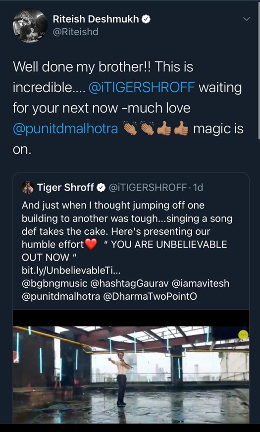 Tiger Shroff Gets Bundle Of Praises From Bollywood Stars For His Singing Debut
