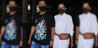 Gauahar Khan Opts For A Massimo Dutti Dress At The Airport & It's Super Classy!