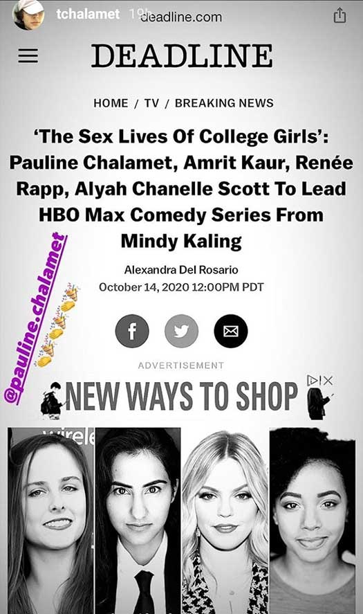 The Sex Lives of College Girls: Pauline Chalamet’s Inclusion Is The Cast Is An Happy Moment For Younger Brother Timothée Chalamet