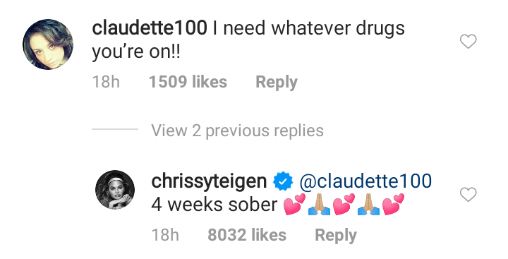 Chrissy Teigen Reveals Being Sober After Miscarriage