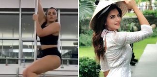 Shama Sikander learns pole dance in Dubai