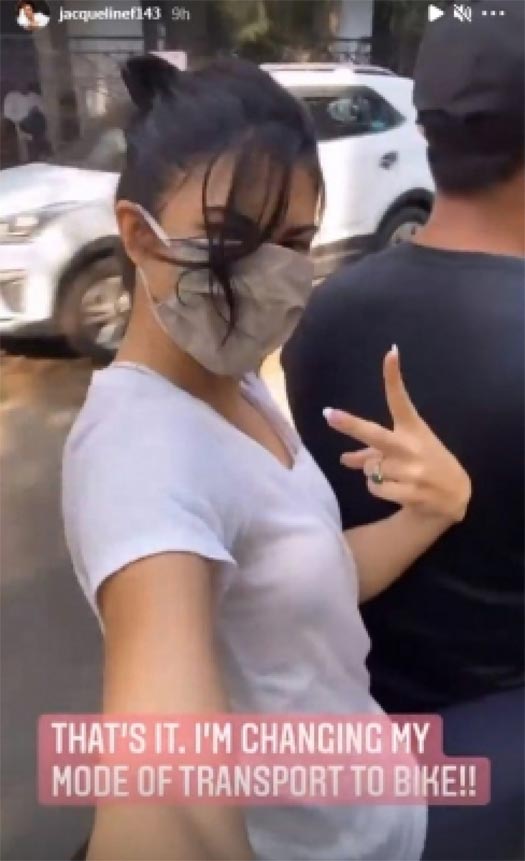 Jacqueline Fernandez enjoys bike ride