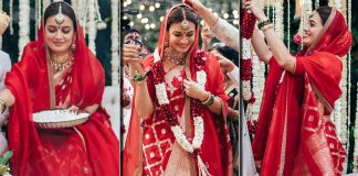 Planning A Low-Key Wedding? Dia Mirza’s Red Raw Mango Silk Saree Would Make You A B’ful Bride, Check Out