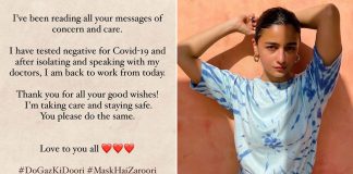 Alia Bhatt: 'Have tested negative for Covid-19'