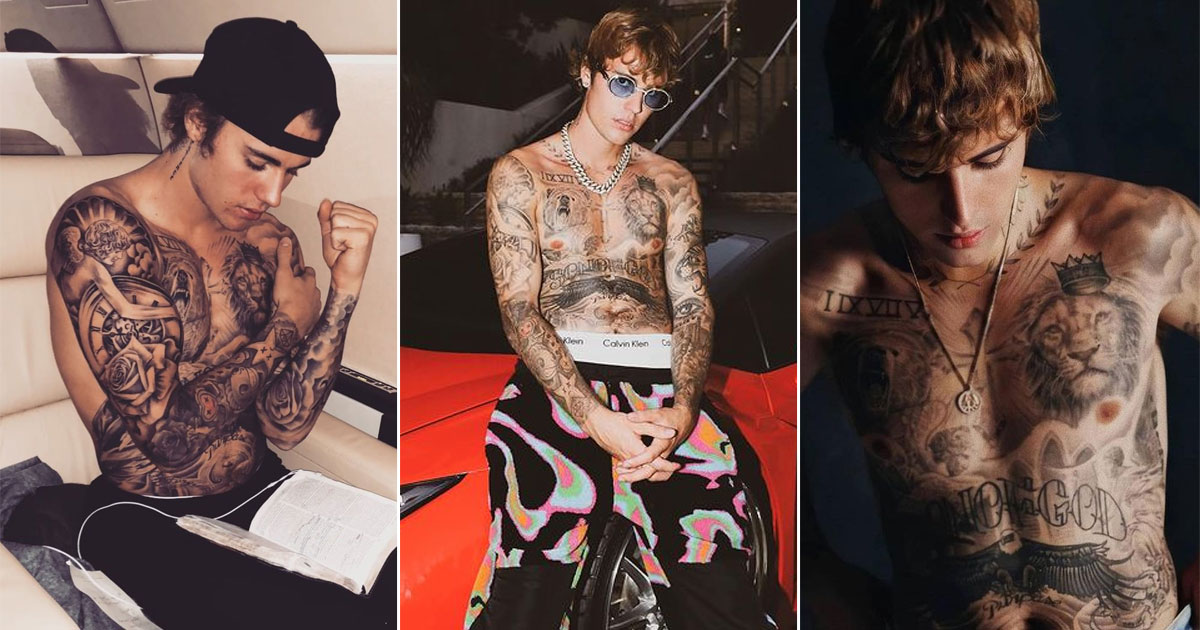 Justin Bieber All Body Hand Neck Chest  Back Tattoos Collection