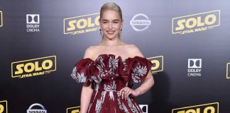 Emilia Clarke Gives Real-Life Khaleesi Vibes In This Black Column Gown