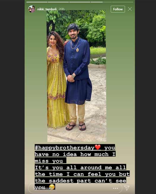 Nikki Tamboli wishes her late brother Jatin Tamboli Happy Brother’s Day on social media