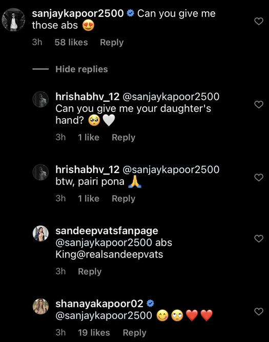 Shanaya Kapoor's Father Sanjay Kapoor On Her Picture, “Give Me Those Abs”; Netizens Reply, “Give Me Your Daughter’s Hand?” - Check Out