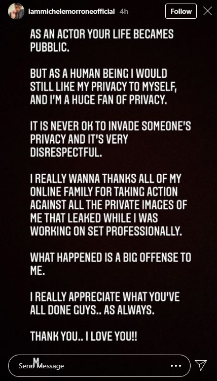 365 Days Actor Michele Morrone Lashes Out On The Internet After His N*de Pictures Gets Leaked; Writes, “It’s Never Ok To Invade Someone’s Privacy” - Check Out