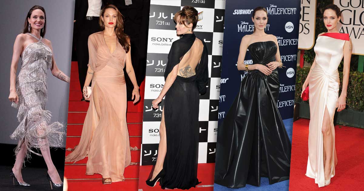 angelina jolie red carpet dress