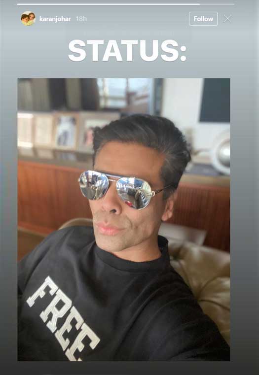 Karan Johar's 'status' is 'free'