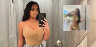 Kim Kardashian glows in neon bikini