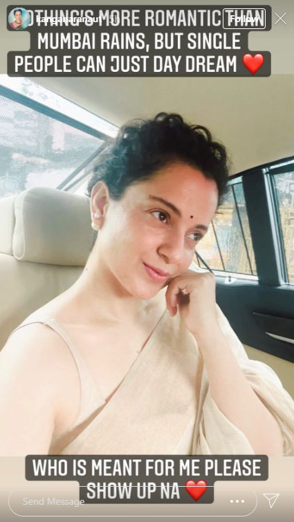 'Romantic' Mumbai rains make Kangana yearn for someone special