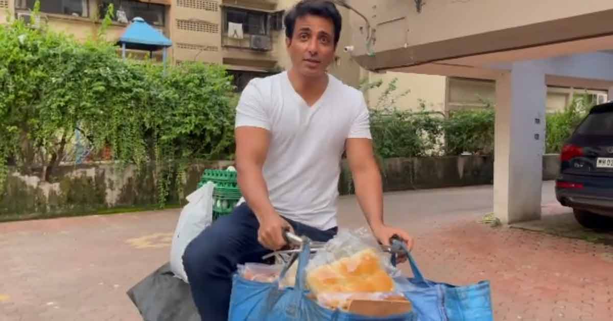 Sonu Sood Sells Eggs, Bread From 'Sonu Sood Ki Supermarket' On A Cycle