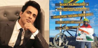 Cyclist reaches top of Kilimanjaro, unveils Sonu Sood poster