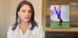 Himanshi Khurana takes to aerial silk for fitness