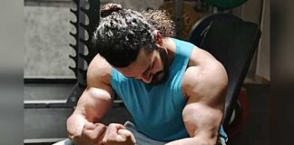 Beefcake: Akhil Akkineni flexes his muscles for 'Agent'