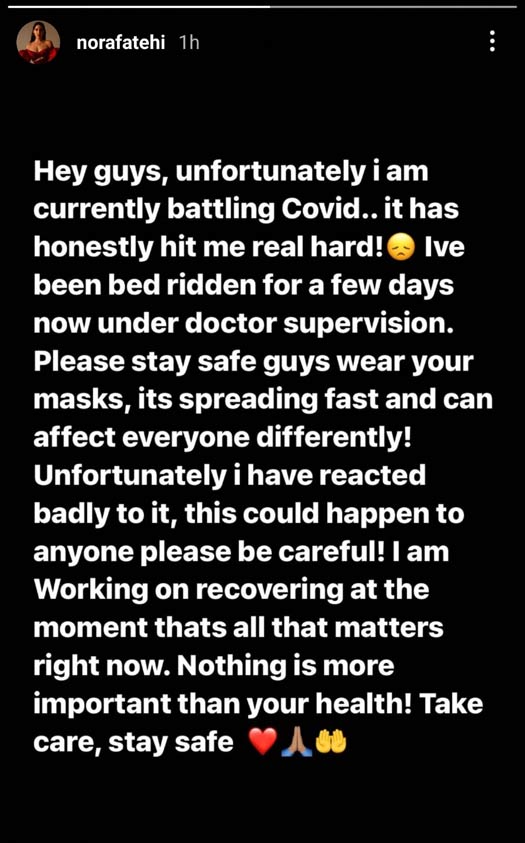 Nora Fatehi Tests Positive For Covid-19 Confirms The News Via Instagram - Check Out