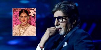 Amitabh Bachchan Shares A Throwback Pic In A Bathrobe Cropping Hands & Asks, “Whose Hand It Is” Netizens Reply, “Rekha Ji Ka” - Check Out
