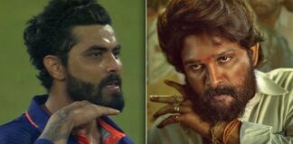 Cricketer Ravindra Jadeja recreates Allu Arjun's iconic scene from 'Pushpa: The Rise' during India VS Sri Lanka T20 match!