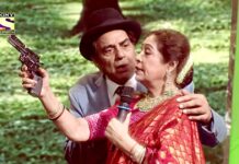 Dharmendra, Kirron Kher enact a scene from 'Sholay' on India's Got Talent