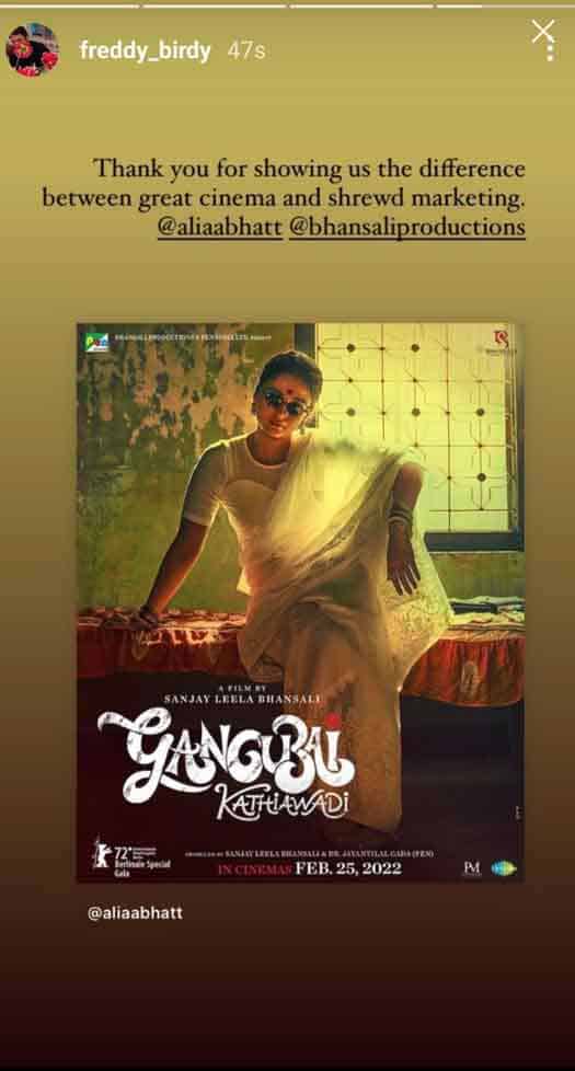 Freddy Birdy Praises Alia Bhatt Starrer Gangubai Kathiawadi Dissing Deepika Padukone’s Gehraiyaan