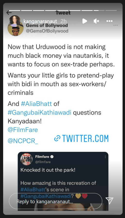Kangana Ranaut Slams Gangubai Kathiawadi Over 'Chhoti Alia Bhatt' Kiara Khanna's Viral Reel & Tags Smriti Irani: "Should This Child Imitate A S*x Worker..."