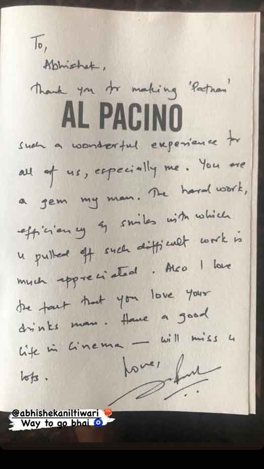 Shah Rukh Khan Writes A Hand Written Letter For His 'Pathaan' Crew Member