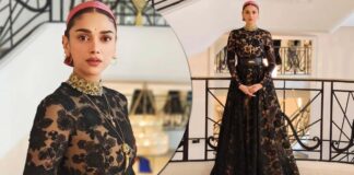 Aditi Rao Hydari Hacks The Black In A Semi-Transparent Sabyasachi Gown At Cannes 2022 - Deets Inside